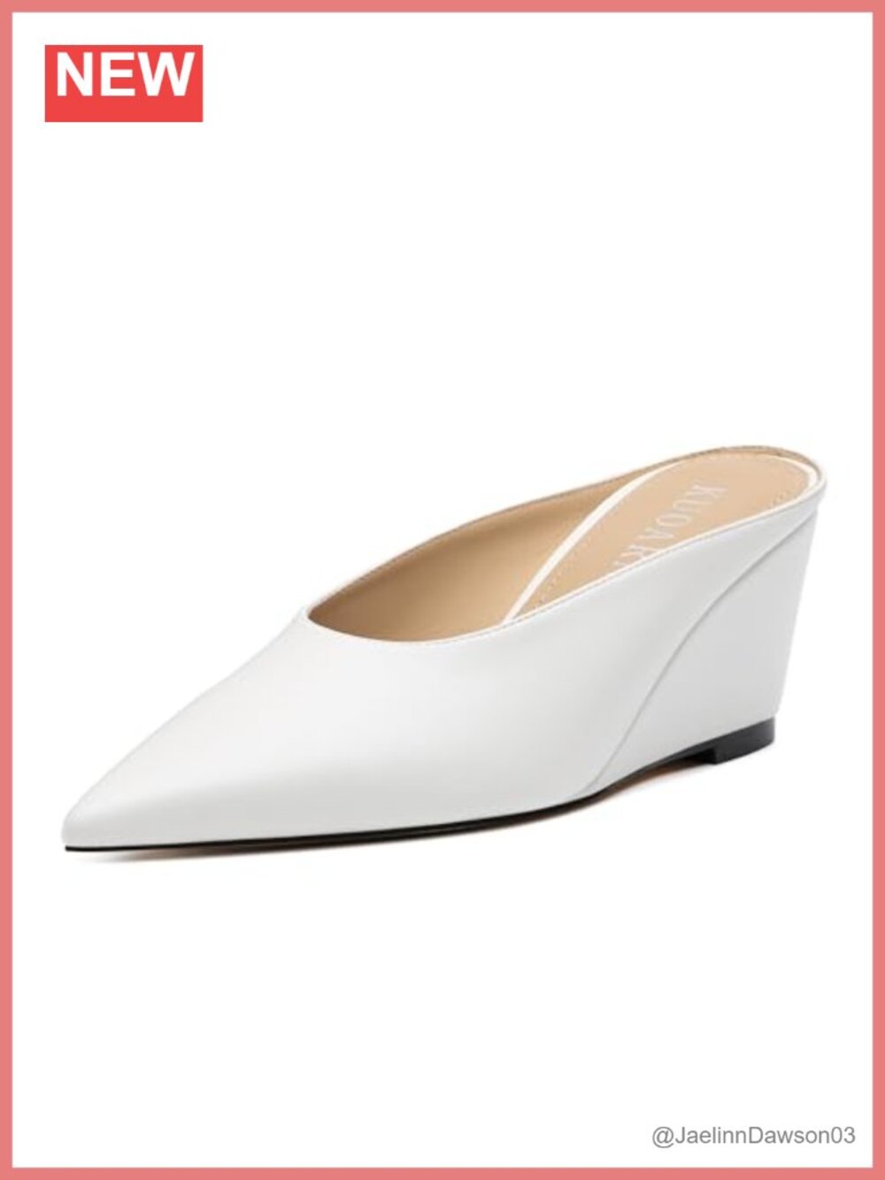 Womens Pointed Toe Mules Slip On Wedge Heels Faux Leather Dress Shoes